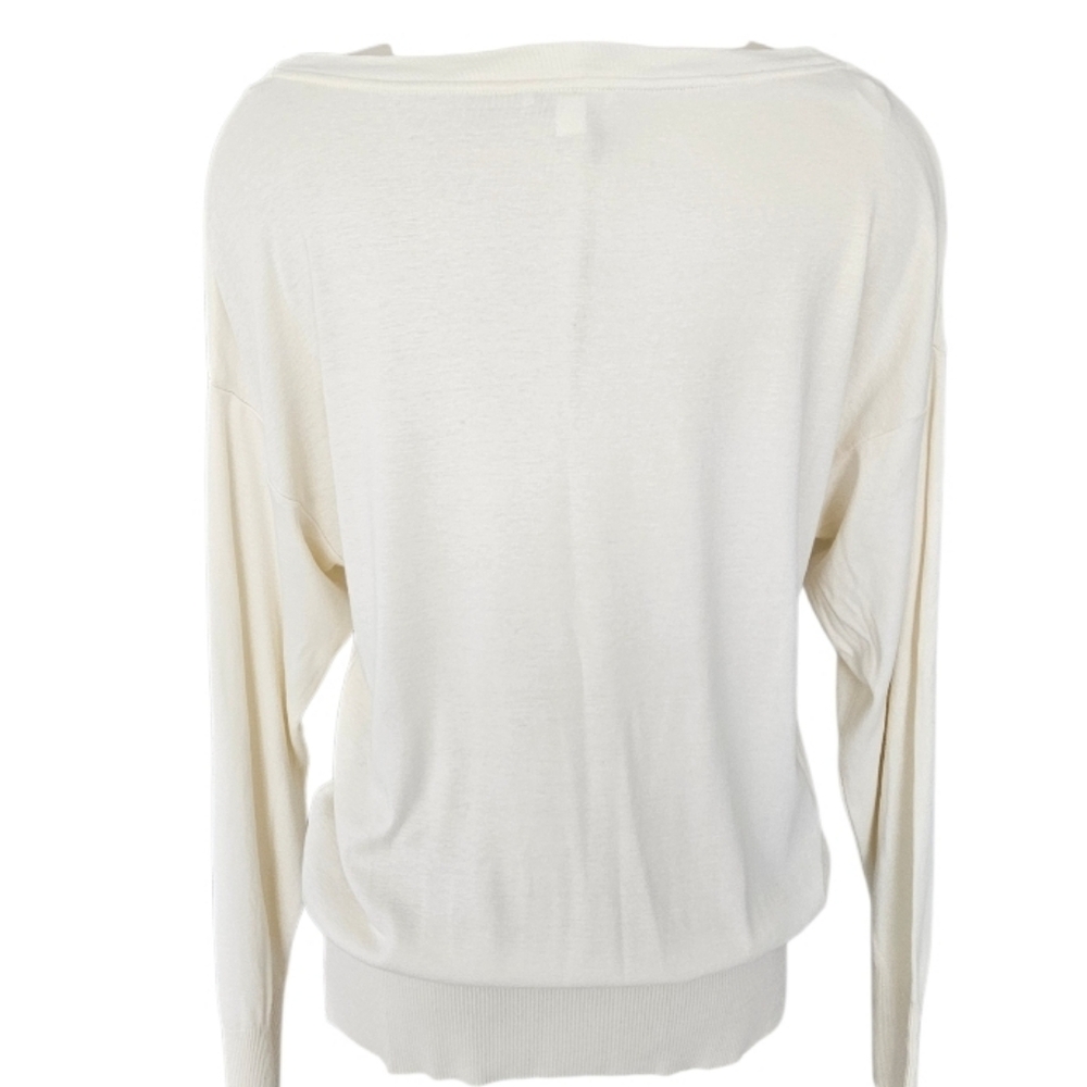 COS Cream V-Neck Cotton Pullover S-shirt Long Sleeve - Picture 7 of 9